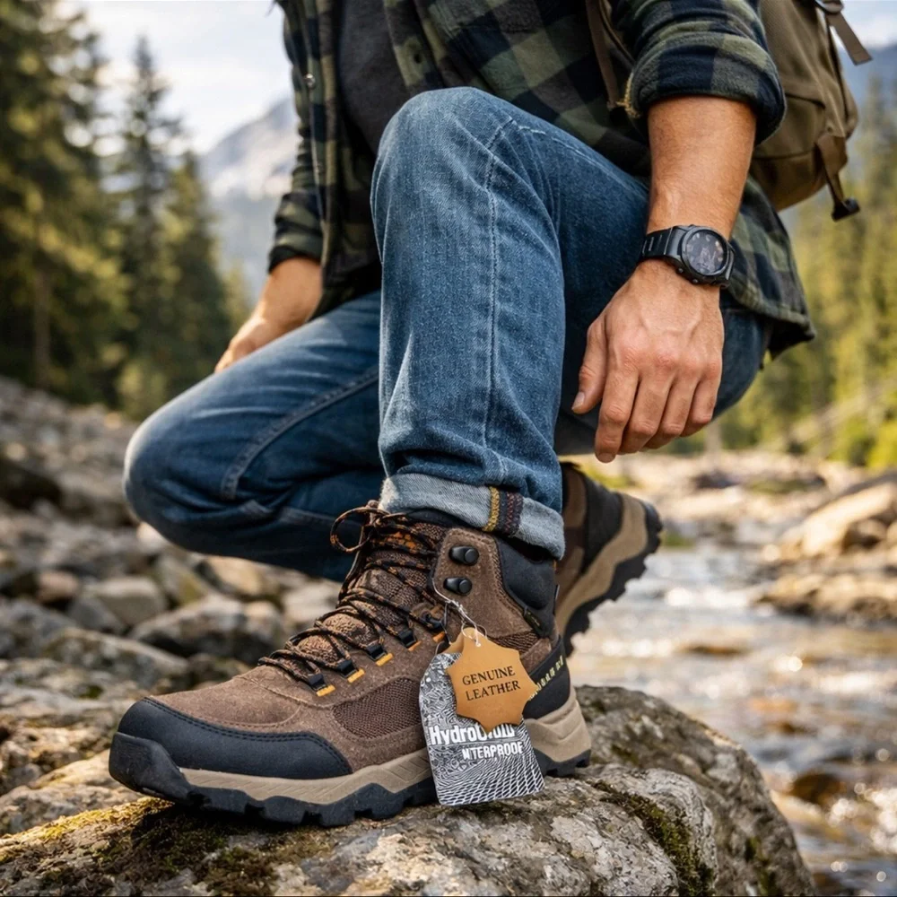 Eddie Bauer Men’s Bonham Hiking Boots Size 9.5 Brown Waterproof Leather NWT